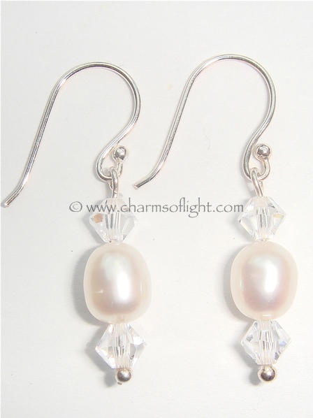 Freshwater Pearl & Crystal Earrings